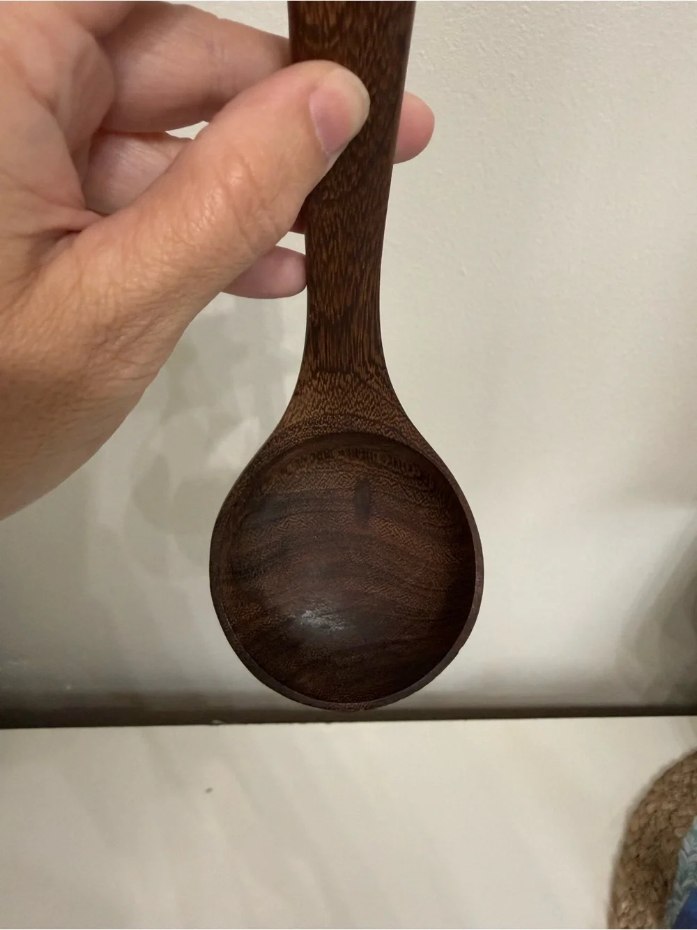Hand Carved Wooden Soup Ladle Rustic Hardwood Serving Spoon Kitchen Utensil